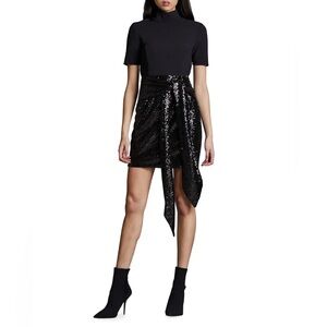 Toccin Black Twisted Embellished Sequin Mini Dress, Sz 2